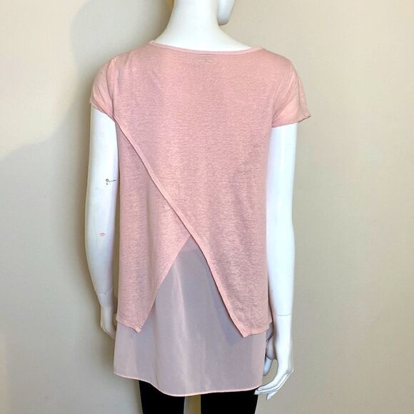 Lucky Brand Top Peachy Pink with cross cross back and chiffon underlining M - Picture 4 of 8